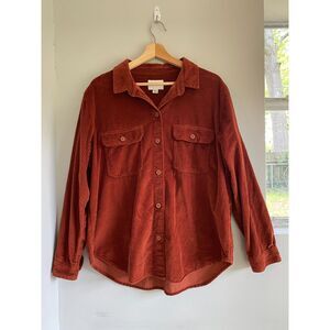 American Eagle Oversize Corduroy Shirt Jacket Rust Sz M Boho Gorpcore Outdoor